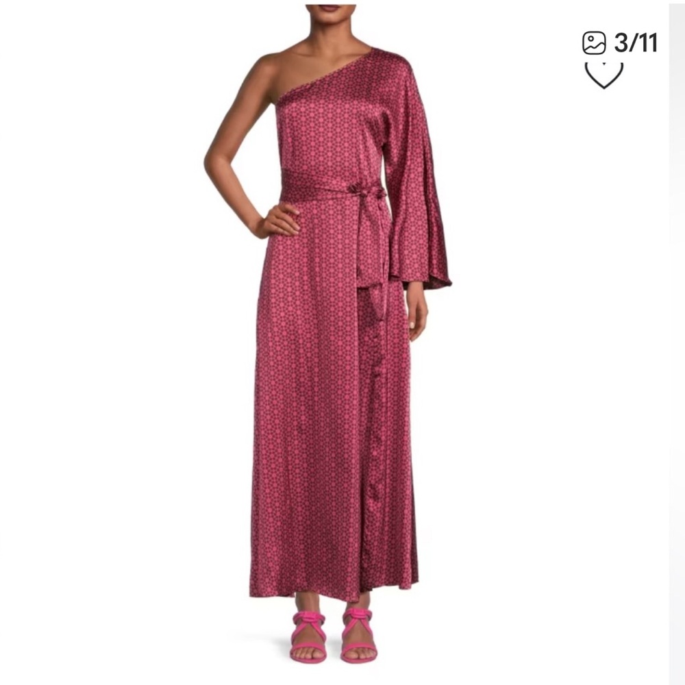 Misa Los Angeles Rosetta One Shoulder Dress in Deep Pink